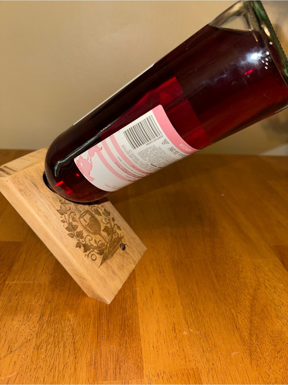 Handcrafted Wooden Floating Wine Bottle Holder (Balancing Wine Bottle Stand)
